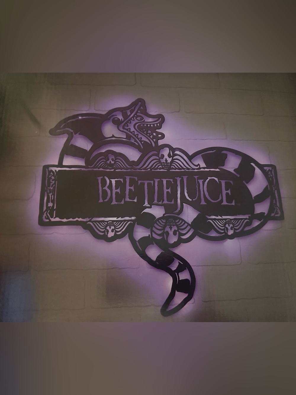 Beetlejuice LED Backlit Wall Sign - Black & Purple